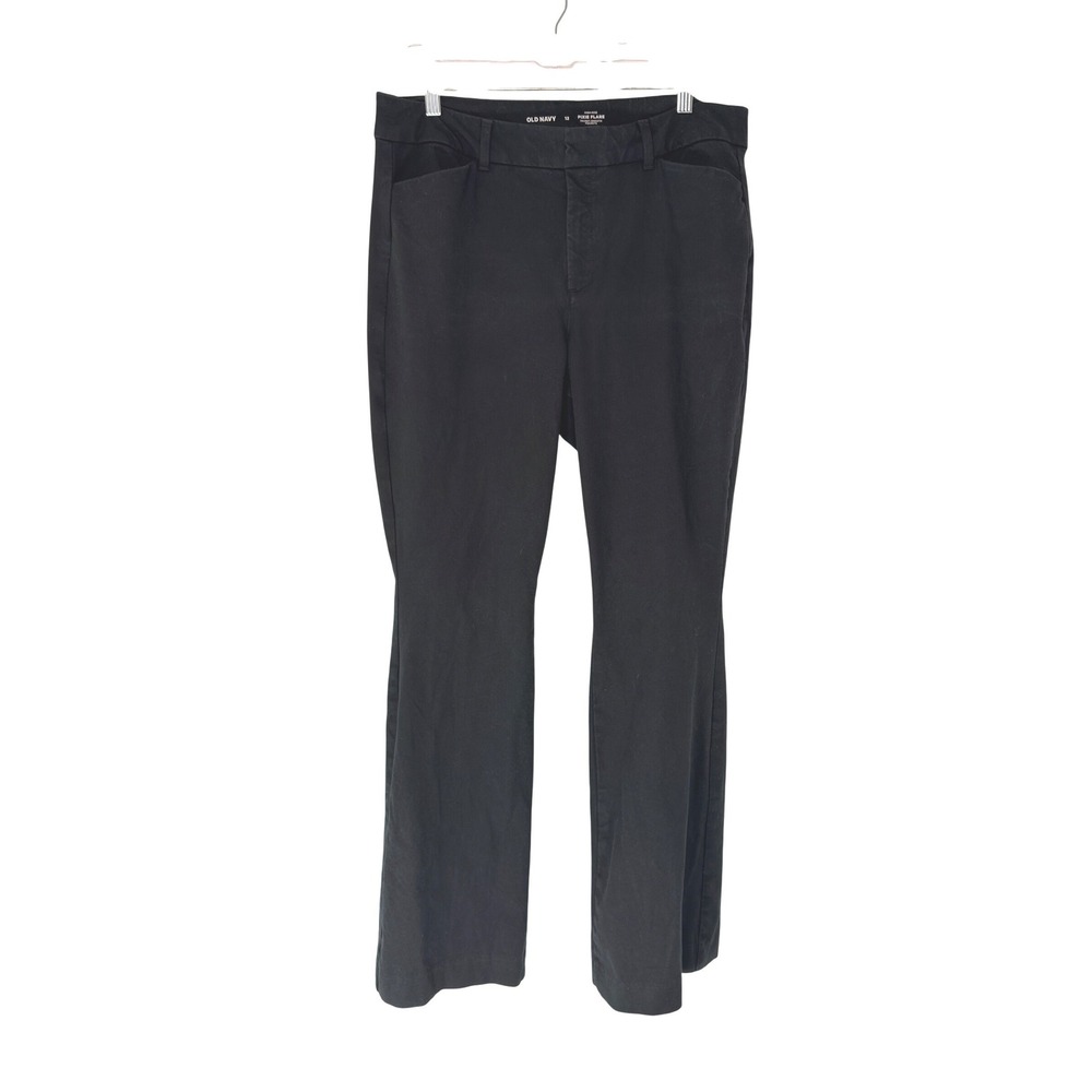Old Navy Black High Rise Office Business Career Work Pixie Flare Pants Size 12